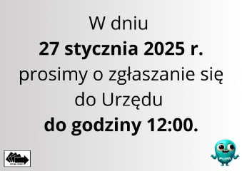 Zdjęcie artykułu Zmiana godzin obsługi klientów w dniu 27 stycznia 2025r.